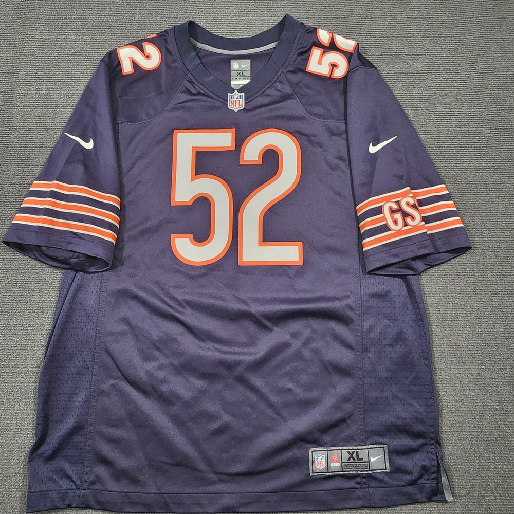 Nike Khalil Mack #52 Chicago Bears Mens XL Navy Blue Game Jersey NFL On Field